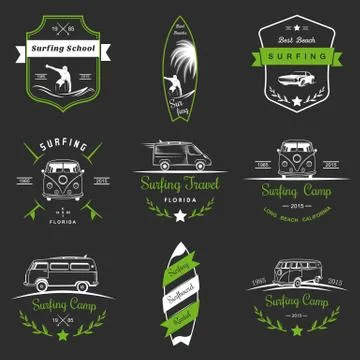 Set of Vector Surf Logo and Badges Stock Illustration