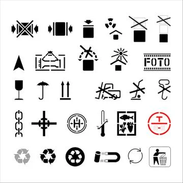 A set of vector symbols marking cargo Stock Illustration