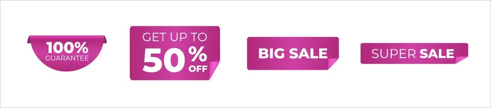 Set of vector tags or labels. Sale tag set. Promotion price label mega sale. Stock Illustration
