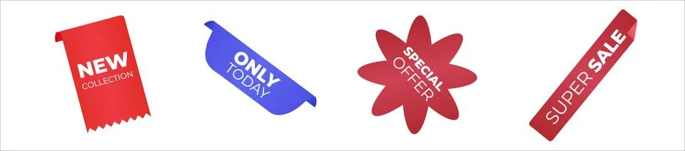 Set of vector tags or labels. Special offer or shopping discount label Stock Illustration