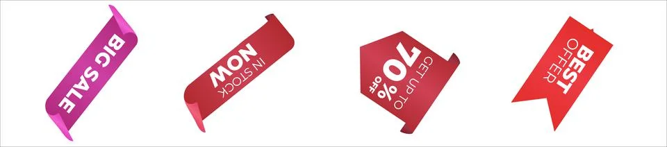 Set of vector tags or labels. Special offer or shopping discount label Stock Illustration