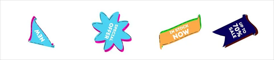 Set of vector tags or labels. Special offer or shopping discount label. Retail Stock Illustration