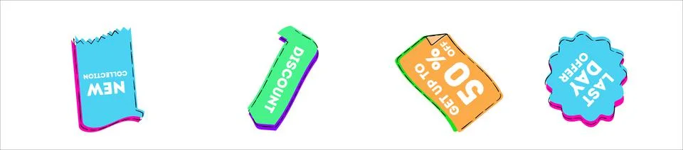 Set of vector tags or labels. Price tags vector collection. Promotional sale Stock Illustration