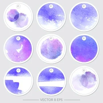 Set of vector tags with watercolor textures Stock Illustration