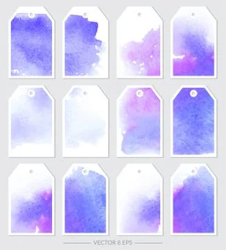 Set of vector tags with watercolor textures Stock Illustration