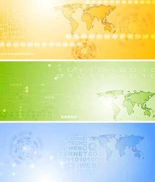 Set of vector tech banners Bright technology vector banners collection Cop... Foto stock