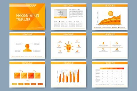 Set of vector template for presentation slides. Modern design with graph and Stock Illustration