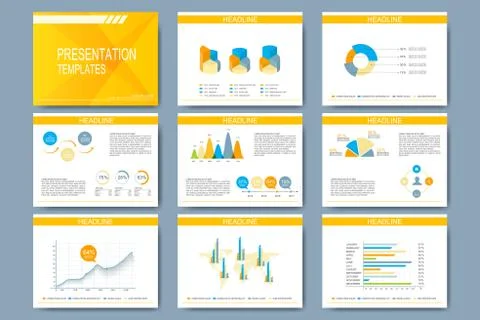 Set of vector template for presentation slides. Modern design with graph and Stock Illustration