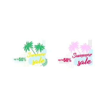 Set vector template for summer discounts and sales. Low prices up to 50% Stock Illustration