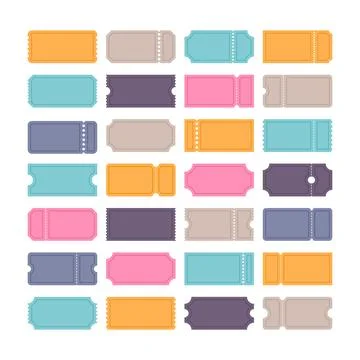 Set of vector templates entry tickets. Blank tickets. Discount, sale, coupo.. Stock Illustration