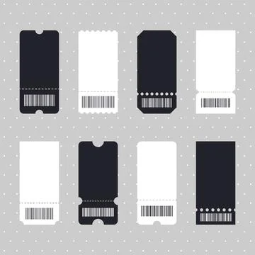 Set of vector templates entry tickets. Sale, discount, coupons with ruffle .. Stock Illustration