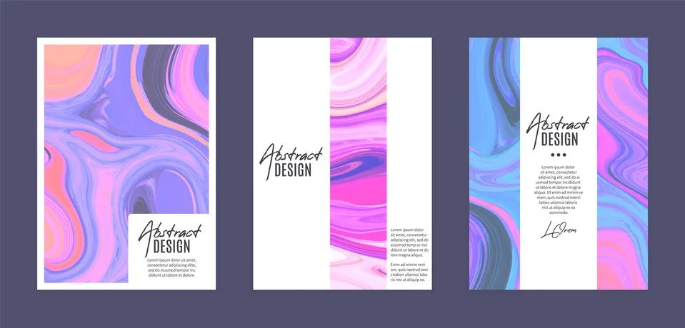 Set of vector templates. Marbling. Marble texture. Artistic abstract colorful Illustrazione stock