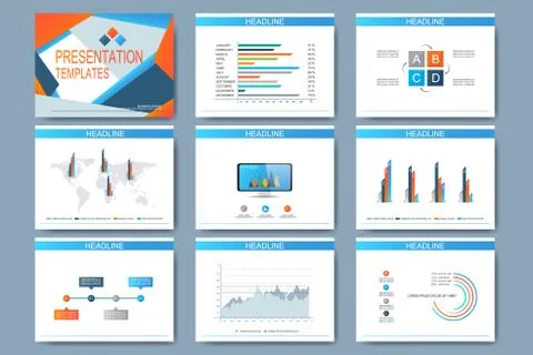 Set of vector templates for multipurpose presentation slides. Modern business Stock Illustration