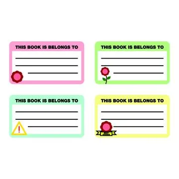 Set of vector templates for name labels. Name stickers for books Stock Illustration