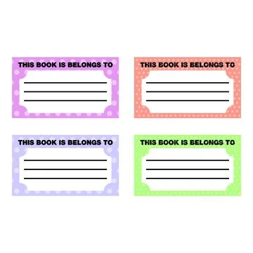 Set of vector templates for name labels. Name stickers for books Stock Illustration