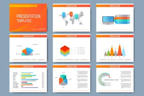 Set of vector templates for presentation slides. Modern business design with Stock Illustration