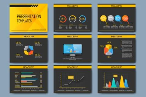 Set of vector templates for presentation slides. Modern business design with Stock Illustration