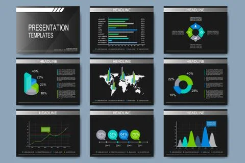 Set of vector templates for presentation slides. Modern business design with Stock Illustration