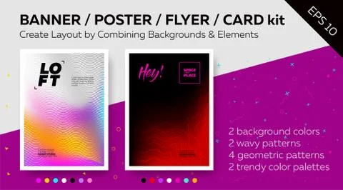 Set of Vector Templates with Text Grid. Stock Illustration