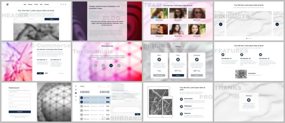 Set of vector templates for website design Stock Illustration