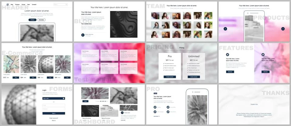 Set of vector templates for website design Stock Illustration