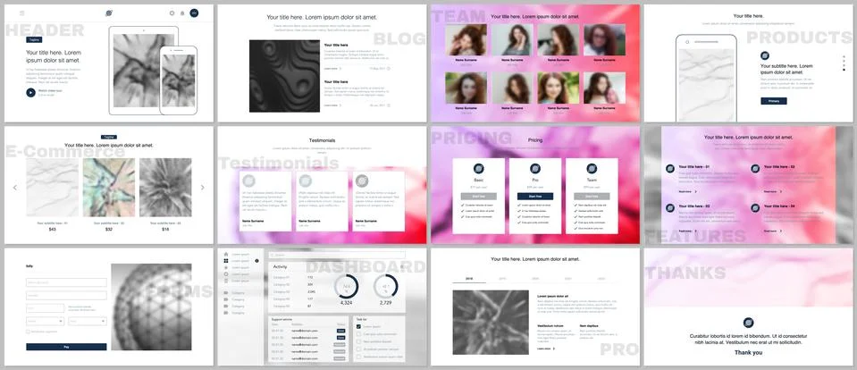 Set of vector templates for website design Stock Illustration