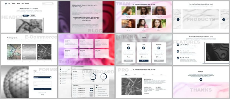 Set of vector templates for website design Stock Illustration