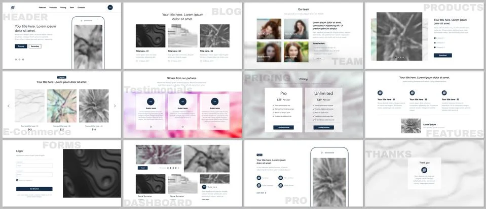 Set of vector templates for website design Stock Illustration