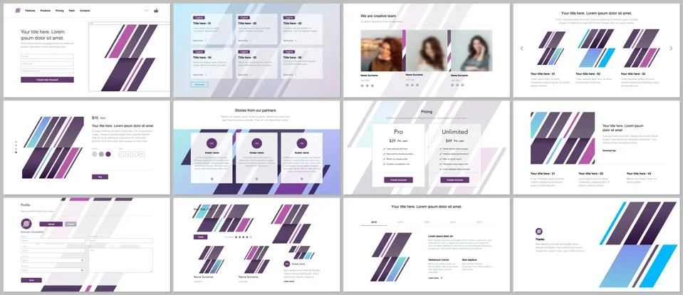 Set of vector templates for website design Illustrazione stock