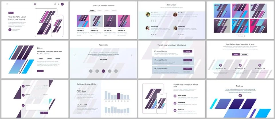 Set of vector templates for website design Stock Illustration