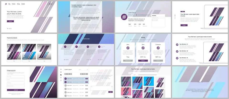 Set of vector templates for website design, minimal presentations, portfolio. UI Stock-Illustration