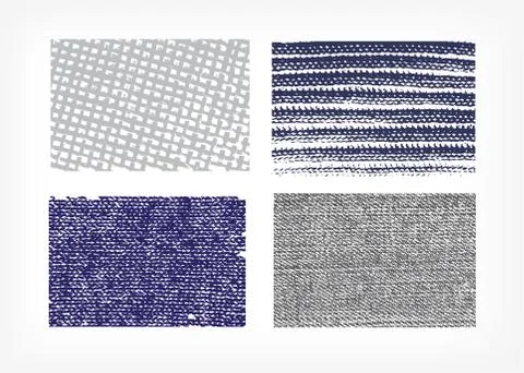 Set of vector textures cloth jeans isolated four Stock Illustration