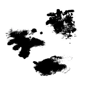 Set of vector textures on a white background. Ink stains and blots. Stock Illustration