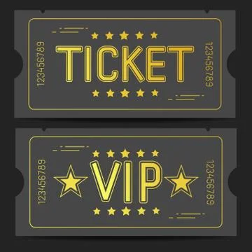 Set Vector Of A Ticket Icon In A Flat Style. Retro Ticket Stub . Stock Illustration