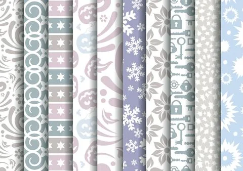 Set of vector tiled seamless collection of modern stylish pastel Stock Illustration