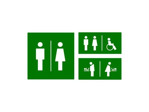 Set of vector toilet icons including man and woman symbols. WC restroom signs イラスト素材