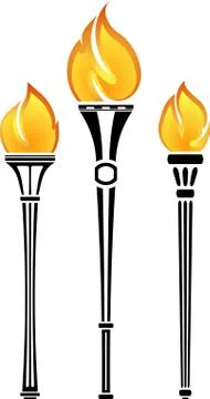 Set of vector torches Stock Illustration