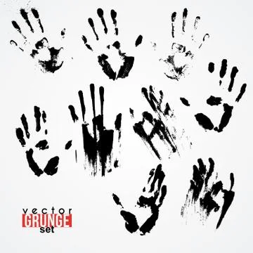 Set of vector traced ink handstamps. Blots. Grunge Illustrazione stock