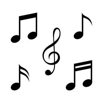 Set of vector treble clef and music notes Stock Illustration