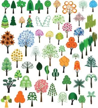 Set of vector of trees Stock Illustration