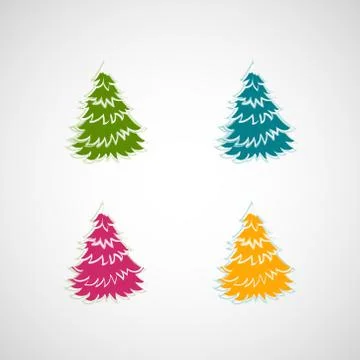 Set of vector trees on a light background Stock Illustration