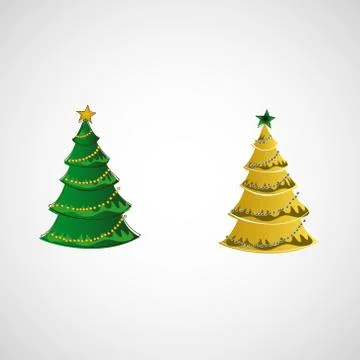 Set of vector trees on a light background Stock Illustration
