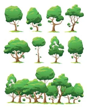 Set of vector trees of various forms Stock Illustration