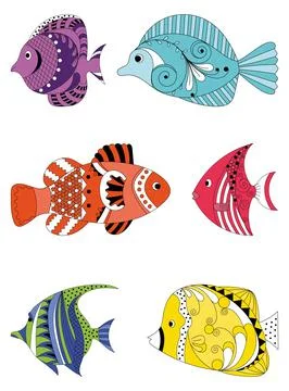 A set of vector tropical fish with a pattern イラスト素材