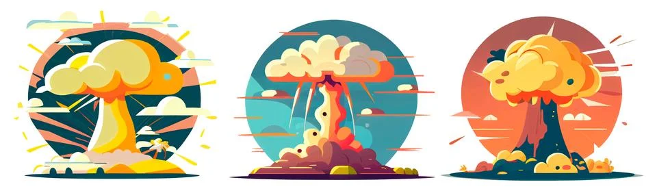 Set vector ui illustration of explosion elements isolated on white background Stock Illustration