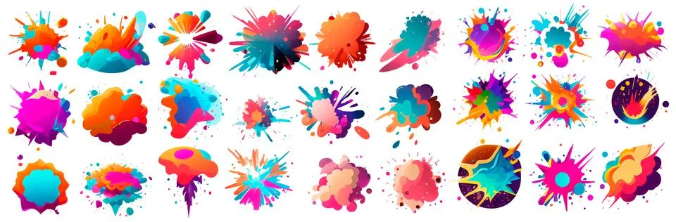 Set vector ui illustration of explosion elements isolated on white background Illustrazione stock