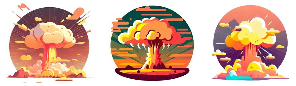 Set vector ui illustration of explosion elements isolated on white background Stock Illustration