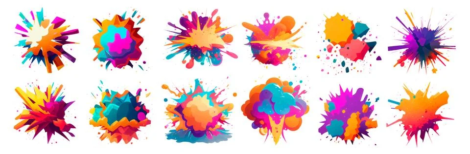 Set vector ui illustration of explosion elements isolated on white background イラスト素材