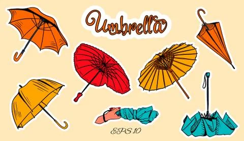 Set of vector umbrellas. Stock Illustration