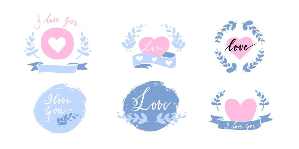 Set of vector valentines day labels, badges and icons. Illustration